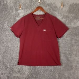 Figs Technical Collection V-Neck Top One Pocket Catarina Burgundy Size Xl Women